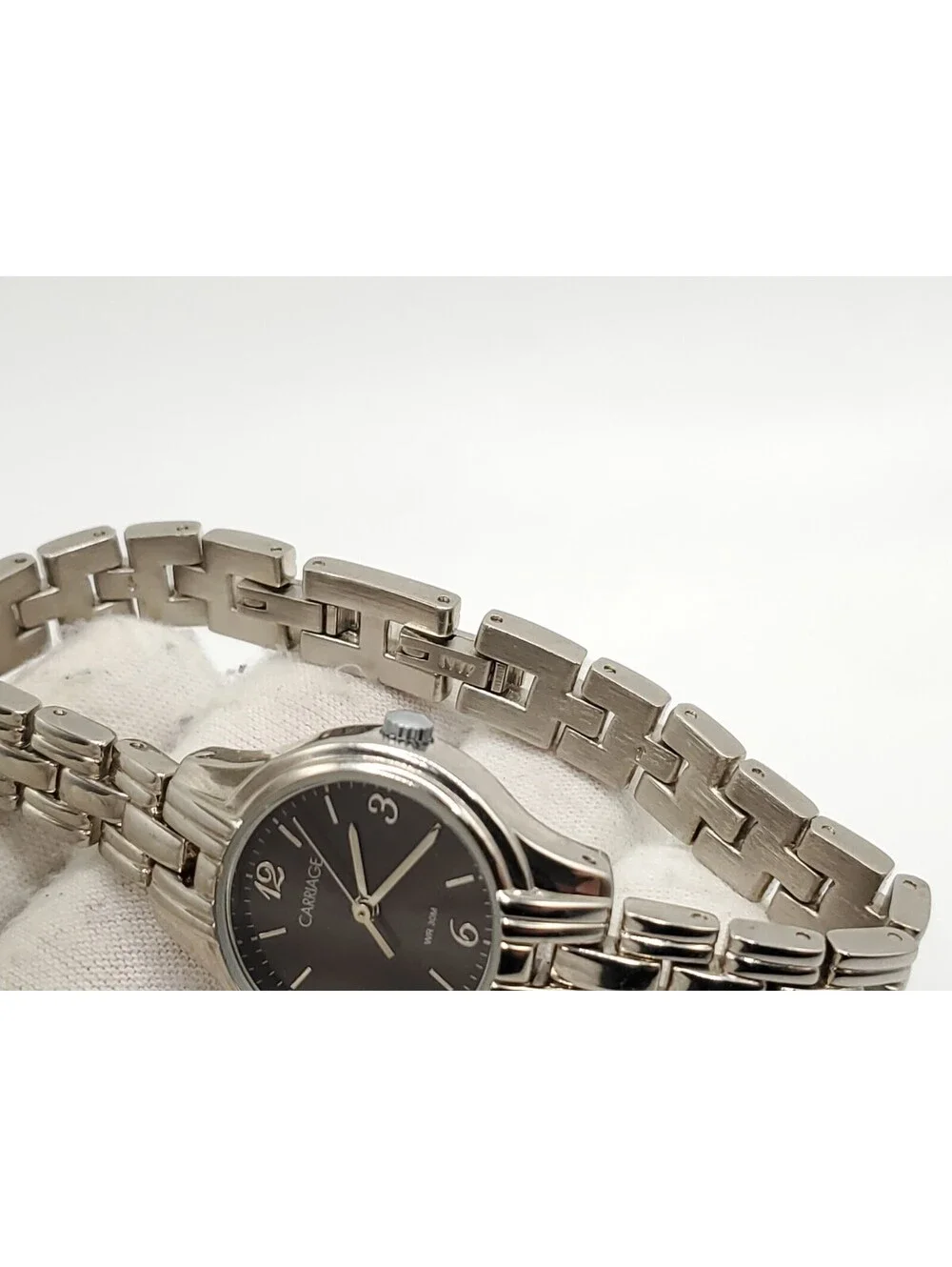 Carriage By Timex Black Dial Silver Tone Women Watch New Battery 24mm